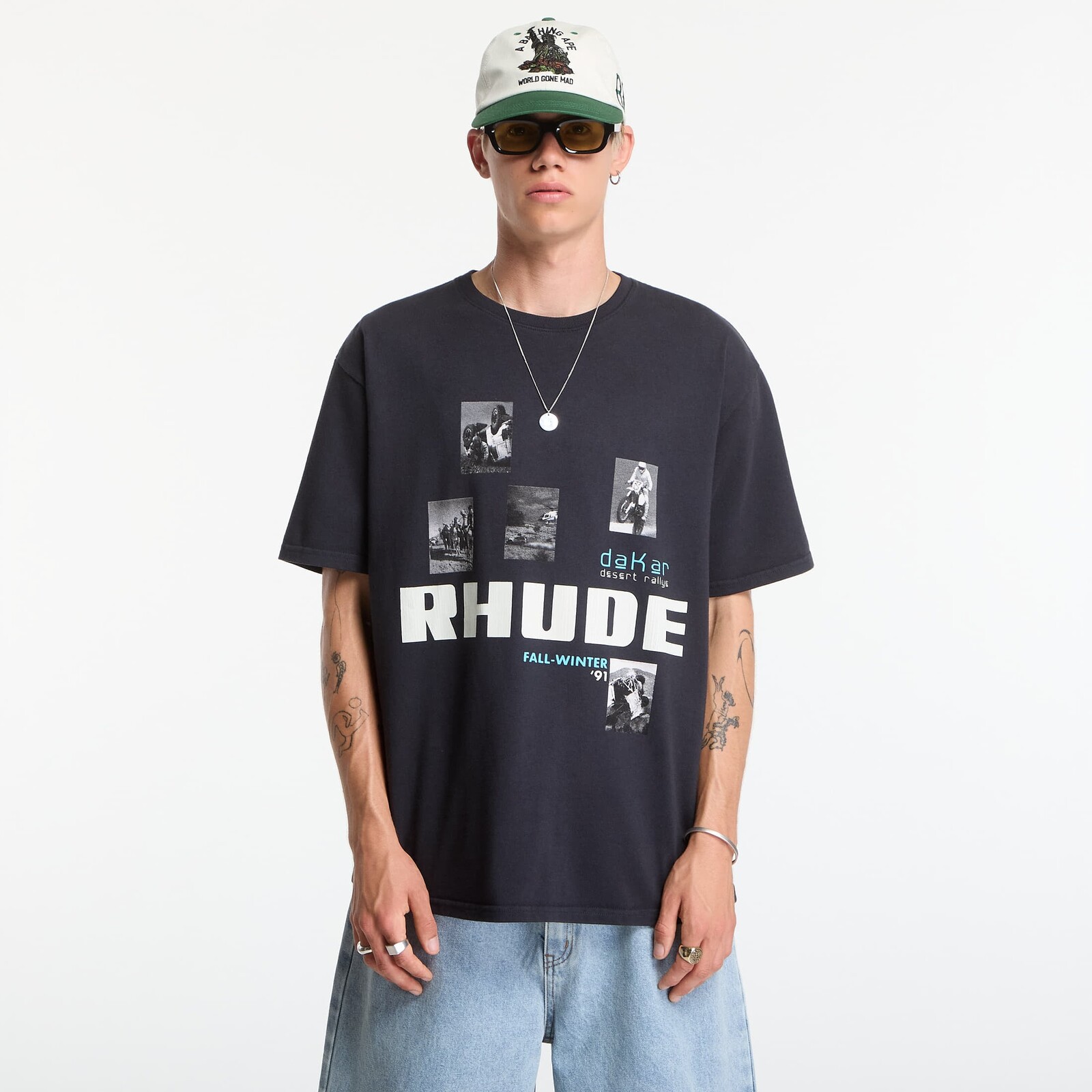 T-shirt Rhude Winter 91 Rallye Tee Vintage Black/ White/ Blue XXL