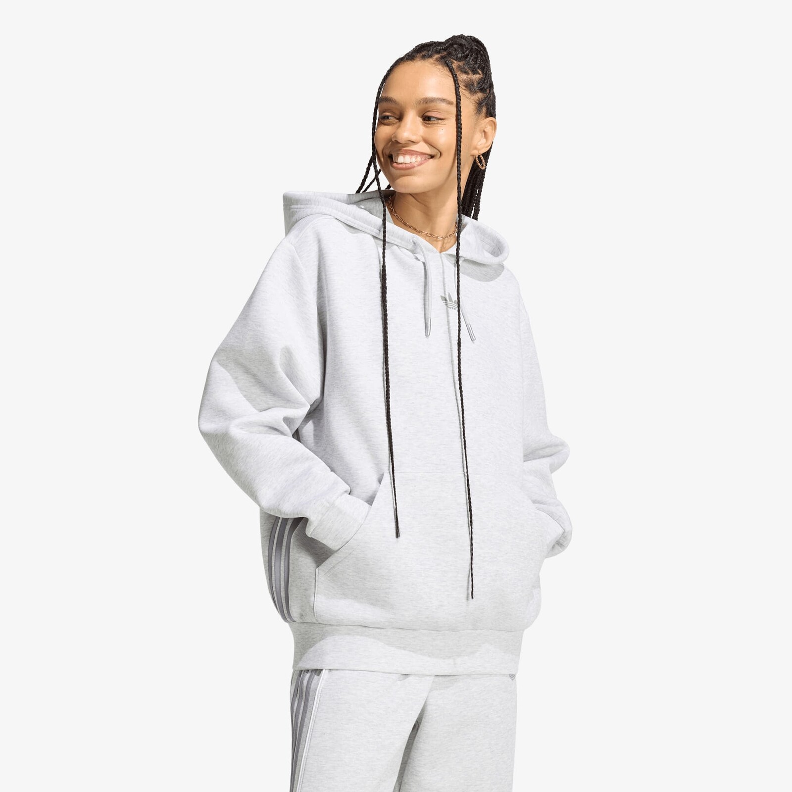 Sweatshirt adidas Spacer Hoodie Light Grey Heather/ Reflective Silver/ Lgh Solid Grey M
