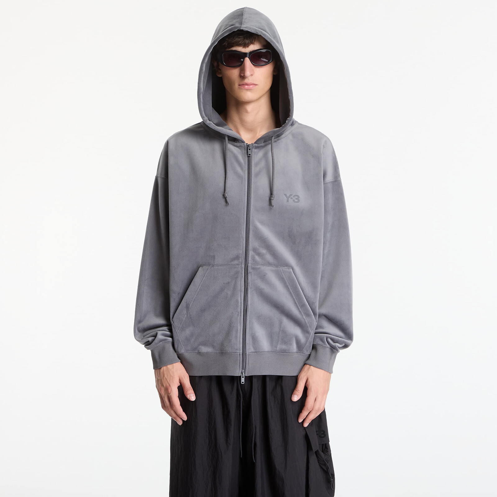 Sweatshirt Y-3 Velvet Zip Hoodie Dark Grey XS