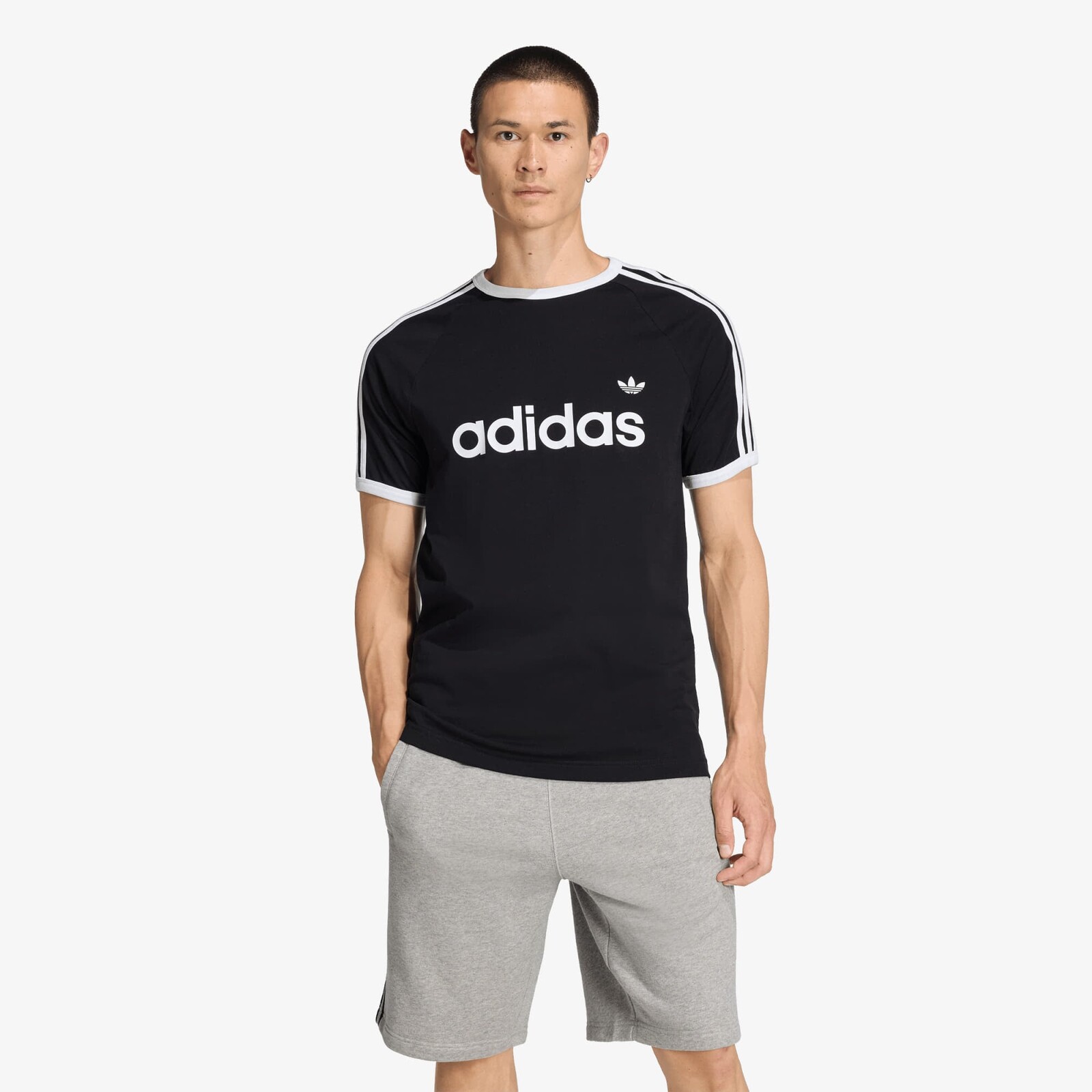 T-shirt adidas 3-Stripes Slim Ringer T-Shirt Black M