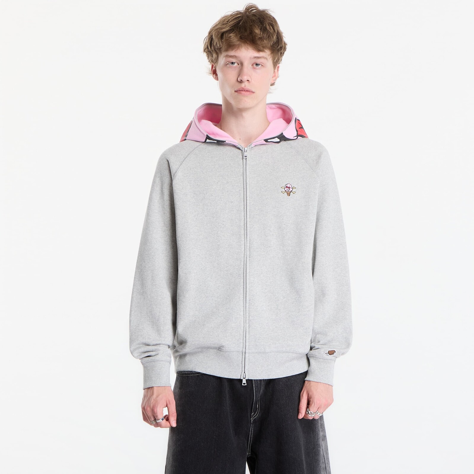 Sweatshirt Billionaire Boys Club Icecream Cones & Bones Zip Through Hood Heather Grey M