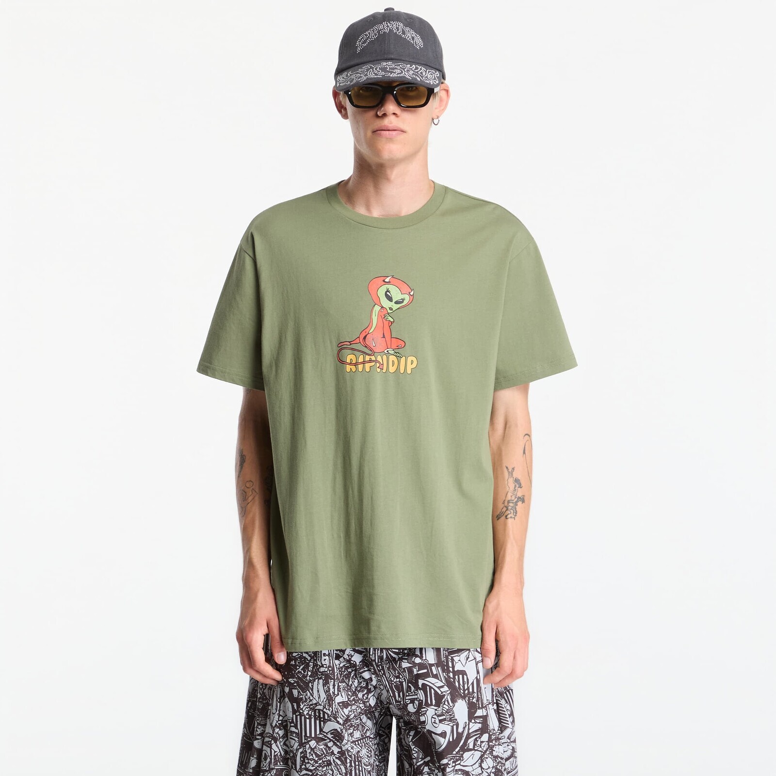 T-shirt RIPNDIP Devil Alien Tee Dusty Forest XL