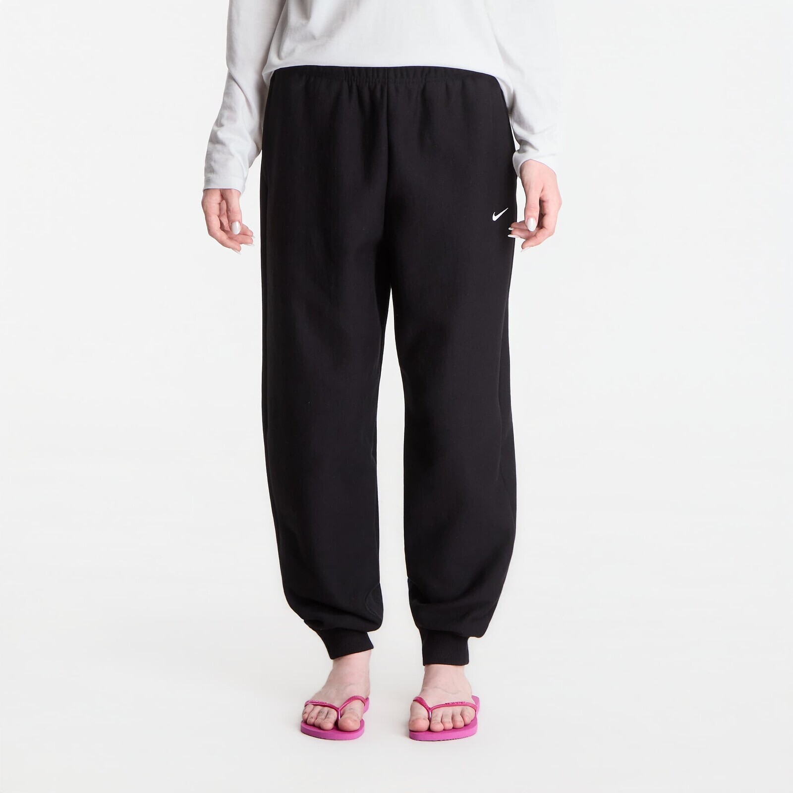 Pants Nike Studio Fleece Heavyweight Women's Oversized High-Rise Joggers Total Black/ Sail M