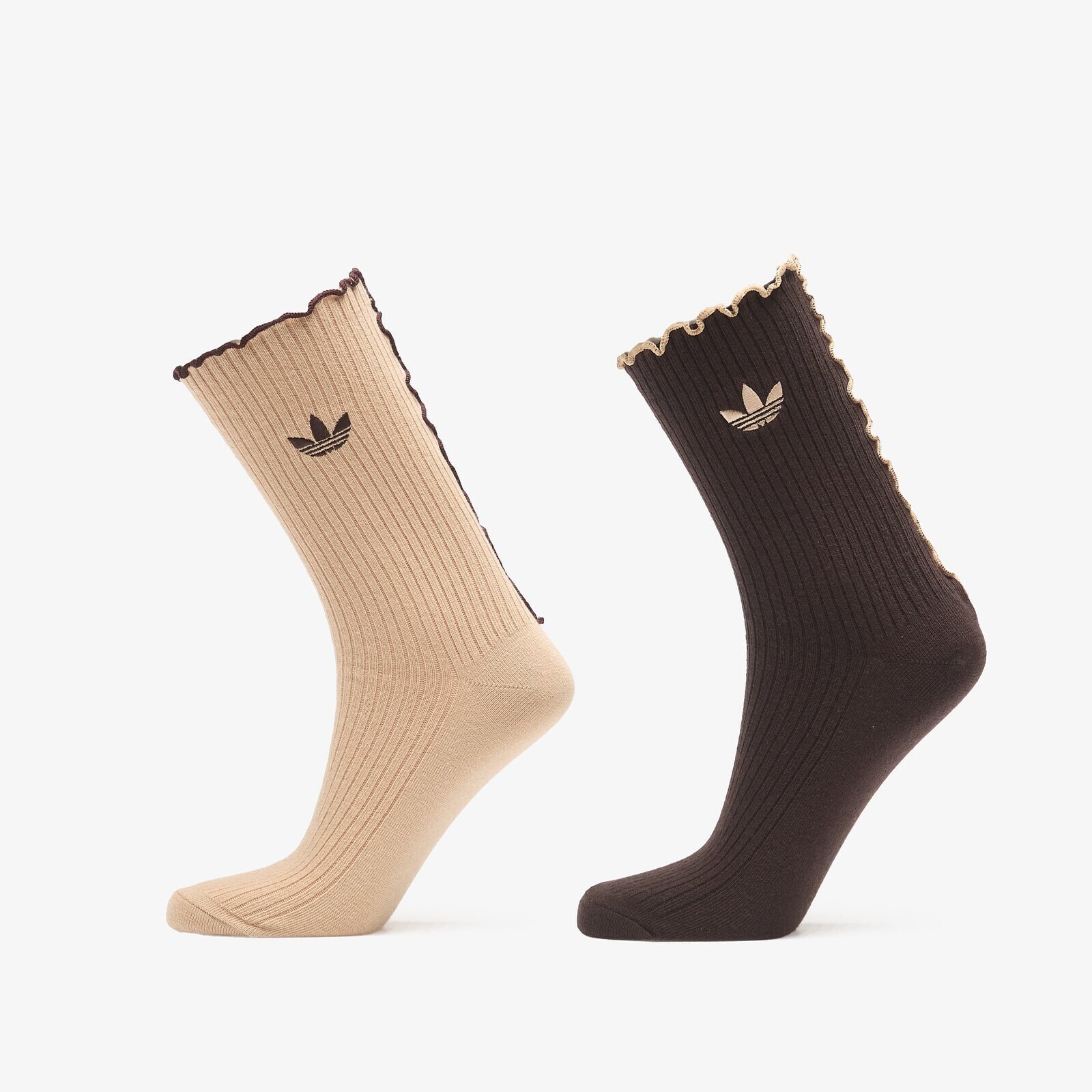 adidas Ruffle Crew Socks 2 Pairs Magic Beige/ Aurora Coffee XS