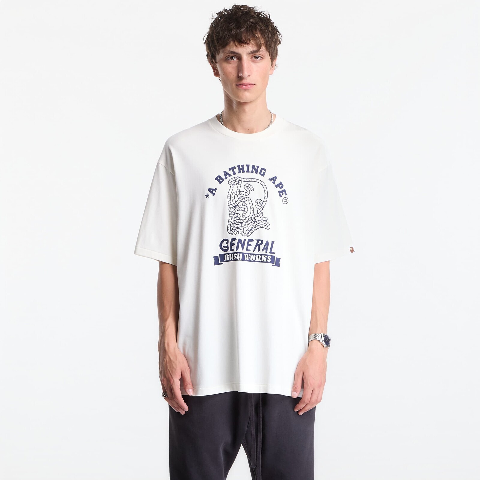 T-shirt A Bathing Ape Ape General College Relaxed Fit Tee UNISEX Ivory M