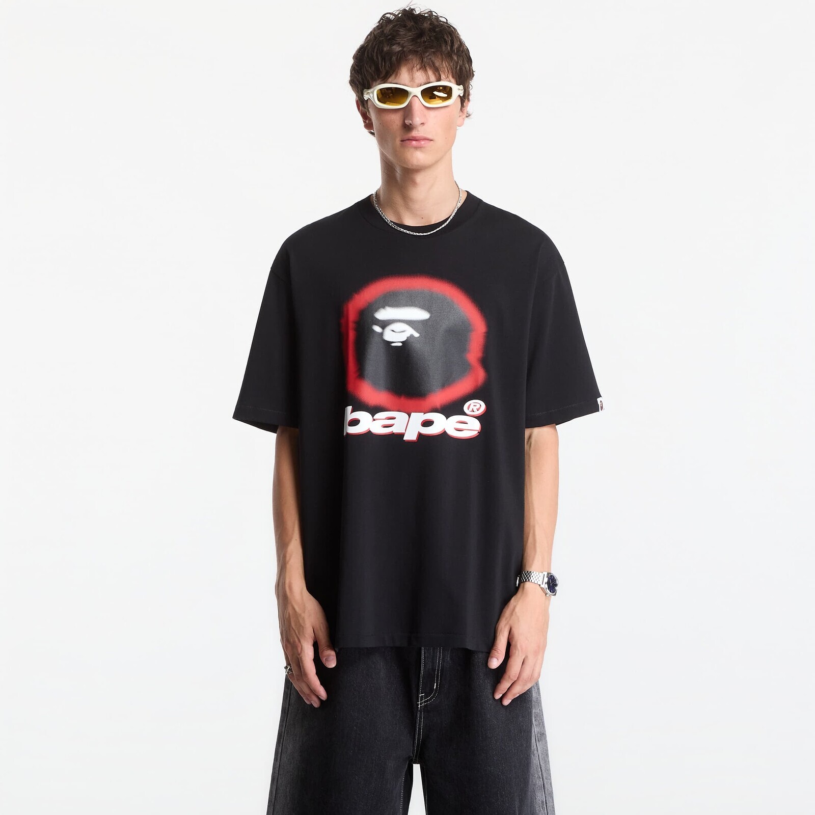 T-shirt A Bathing Ape Spray Ape Head Relaxed Fit Tee UNISEX Black L