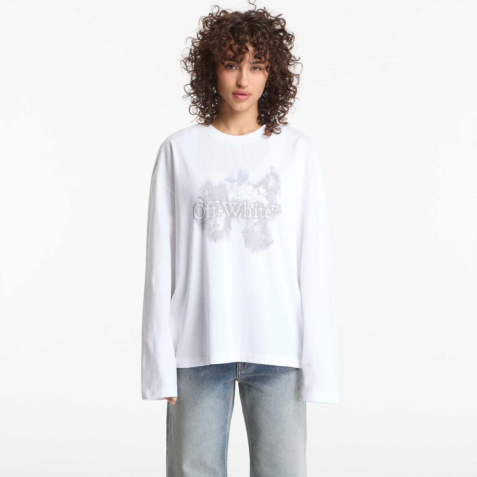 T-shirt Off-White Crystal Flower L/S Tee White S