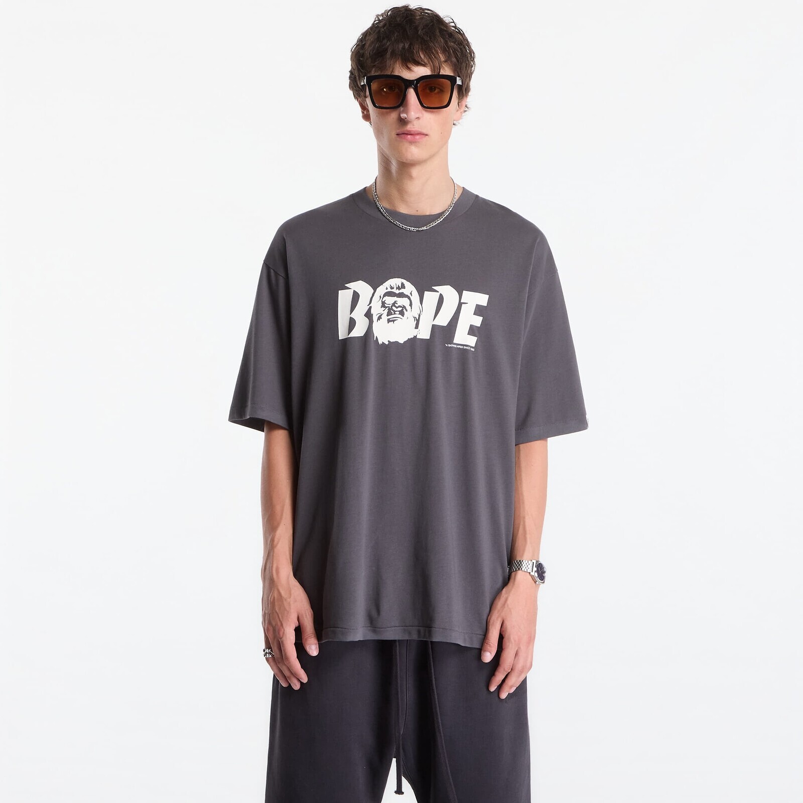T-shirt A Bathing Ape Bape Logo Relaxed Fit Tee UNISEX Charcoal XL