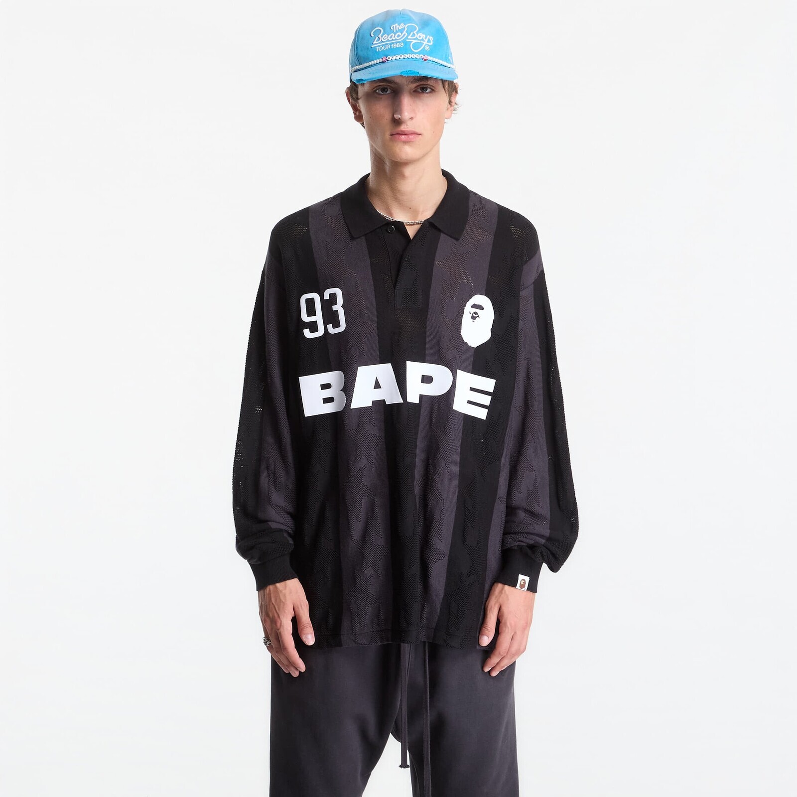 T-shirt A Bathing Ape Sta Stripe Pattern Jacquard Multi Logo Relaxed Fit Ls Tee UNISEX Black M