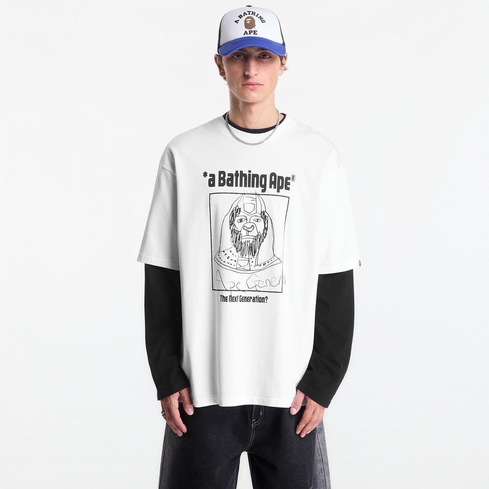 T-shirt A Bathing Ape Hand Draw Ape General Relaxed Fit Tee UNISEX White M