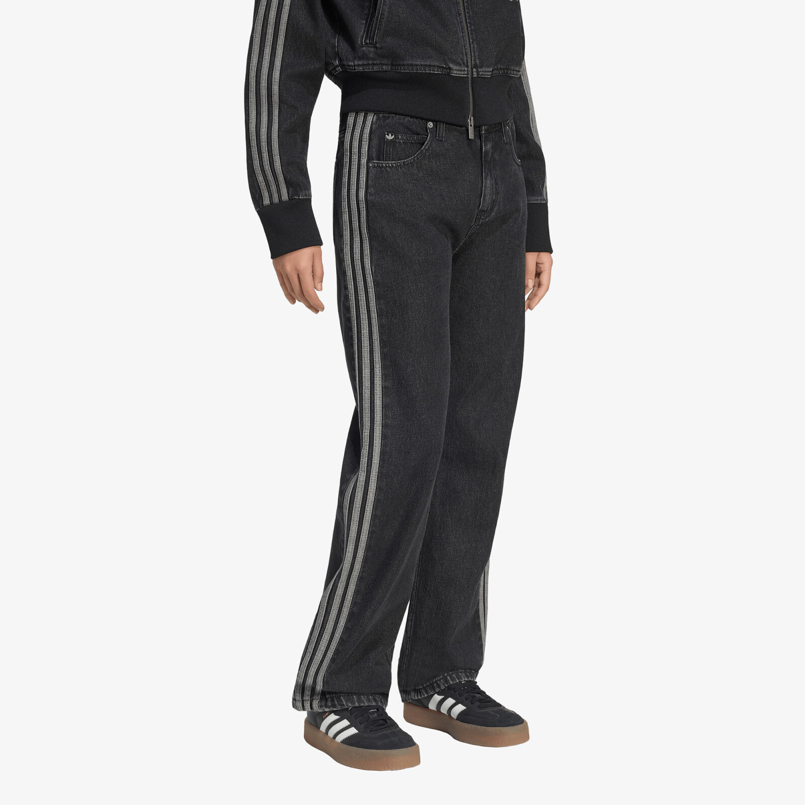 Pants adidas Firebird Mid Rise Straight Denim Pant True Black Denim 28/30