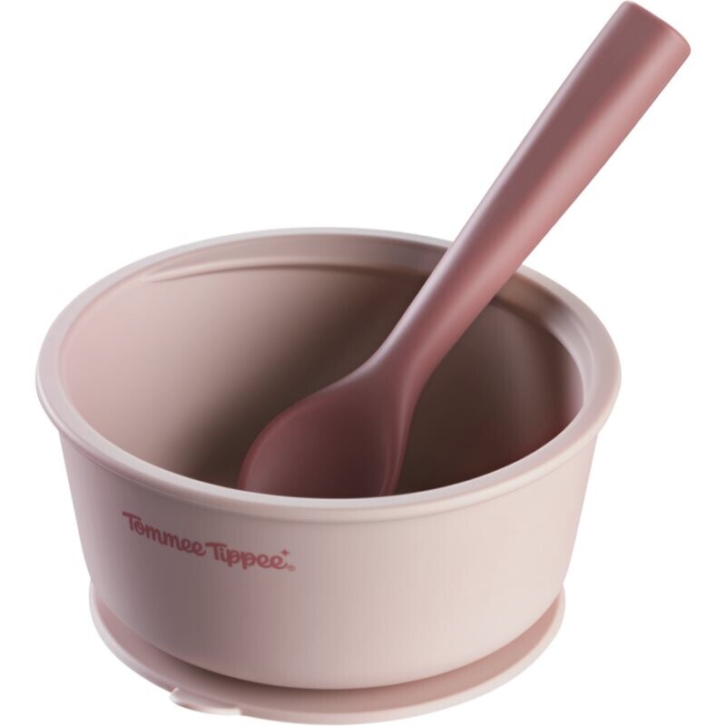 Tommee Tippee EasiStick™ Silicone Bowl & Spoon silicone bowl with suction cup 4m+ Pink 1 pc