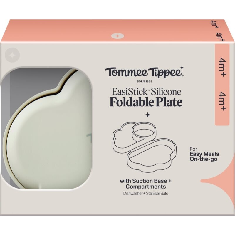 Tommee Tippee EasiStick™ Silicone Foldable Plate lunch box 4m+ Green 1 pc