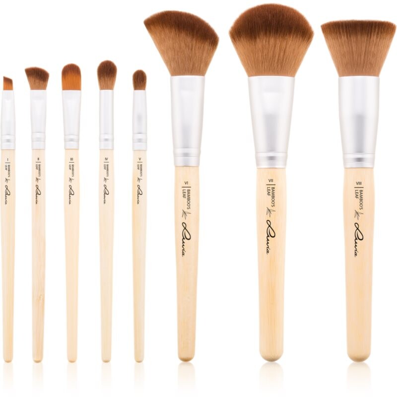 Luvia Cosmetics Bamboo’s Leaf Brush Set makeup brush set with a pouch