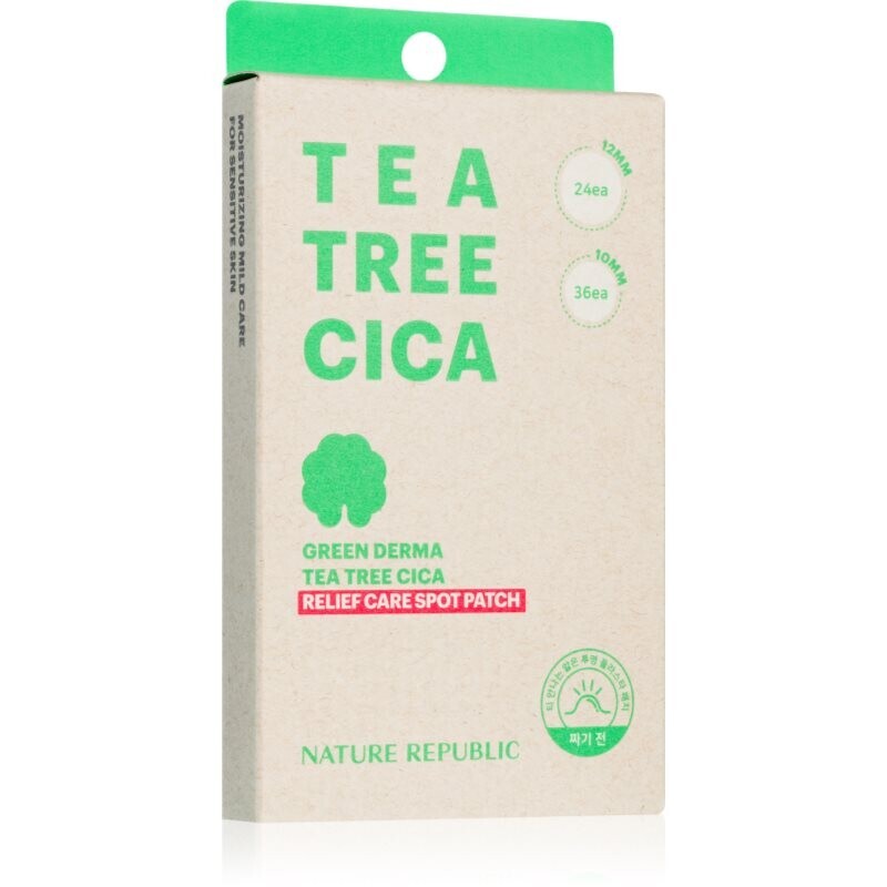 NATURE REPUBLIC Green Derma Tea Tree Cica Relief Care Spot Patch cleansing face strips to treat acne 60 pc