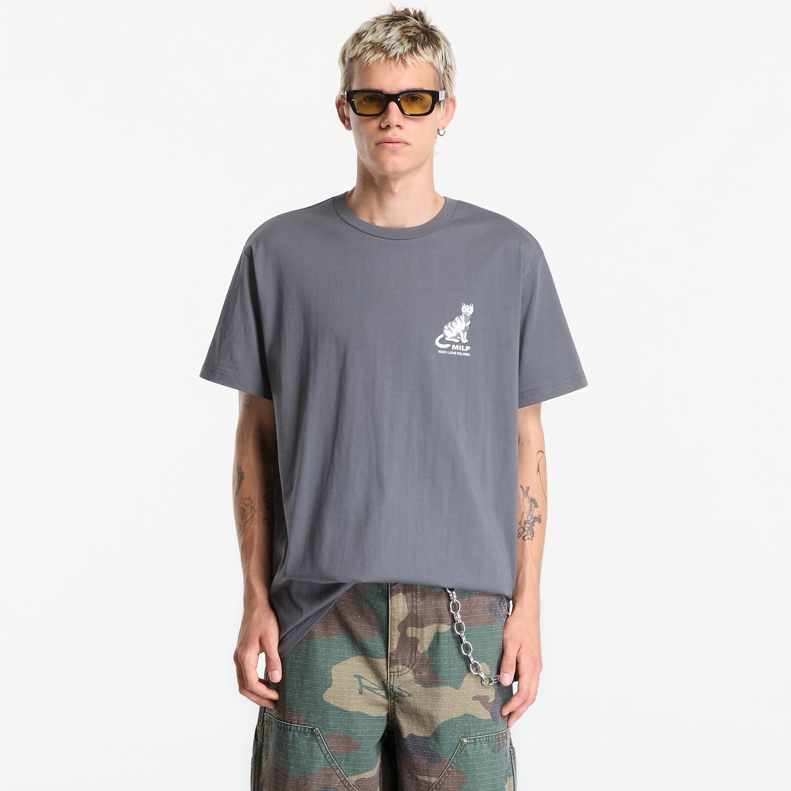 T-shirt RIPNDIP Man I Love Felines Tee Charcoal XL