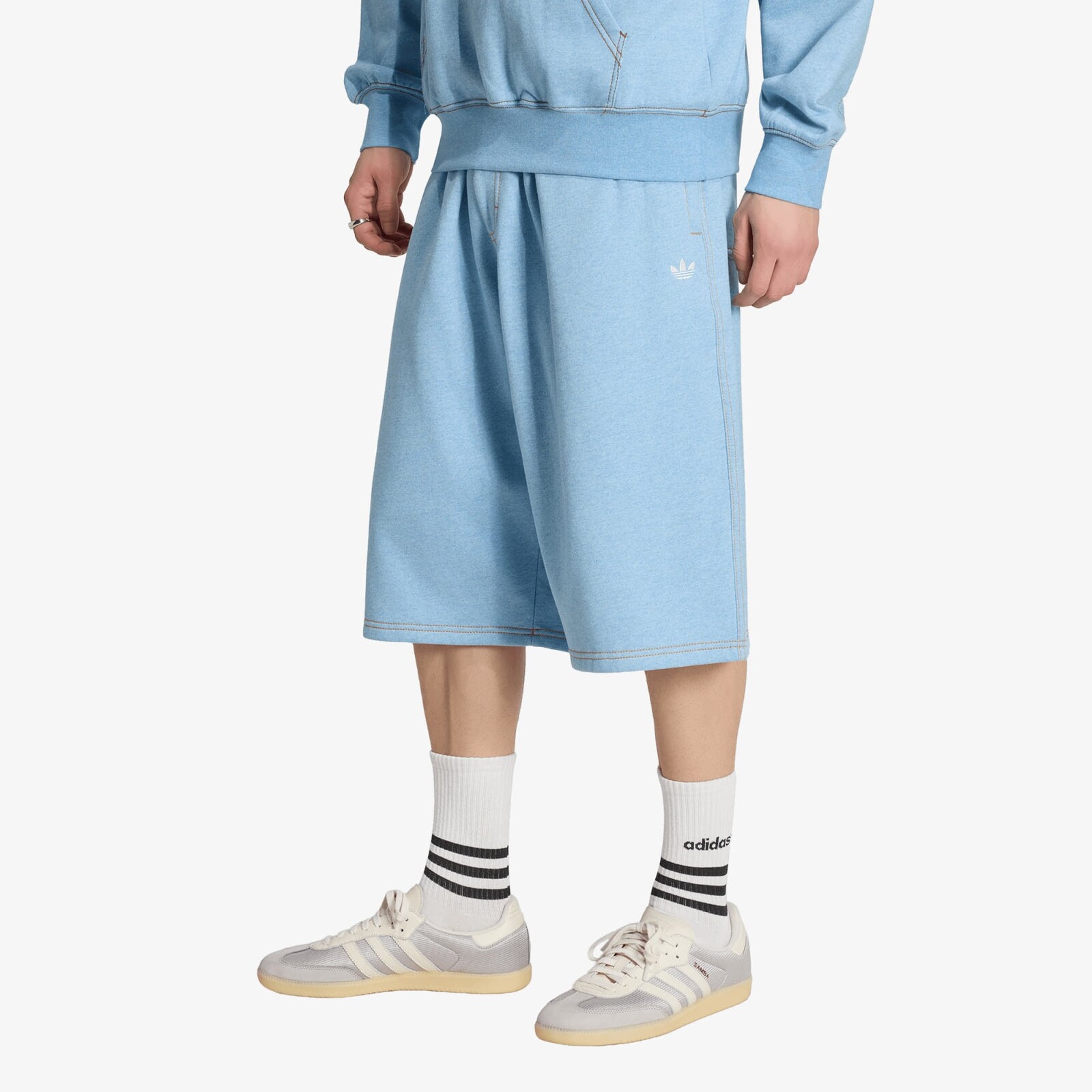 adidas Trefoil Essentials Melange Shorts Knee-lenght Light Blue Mel XL