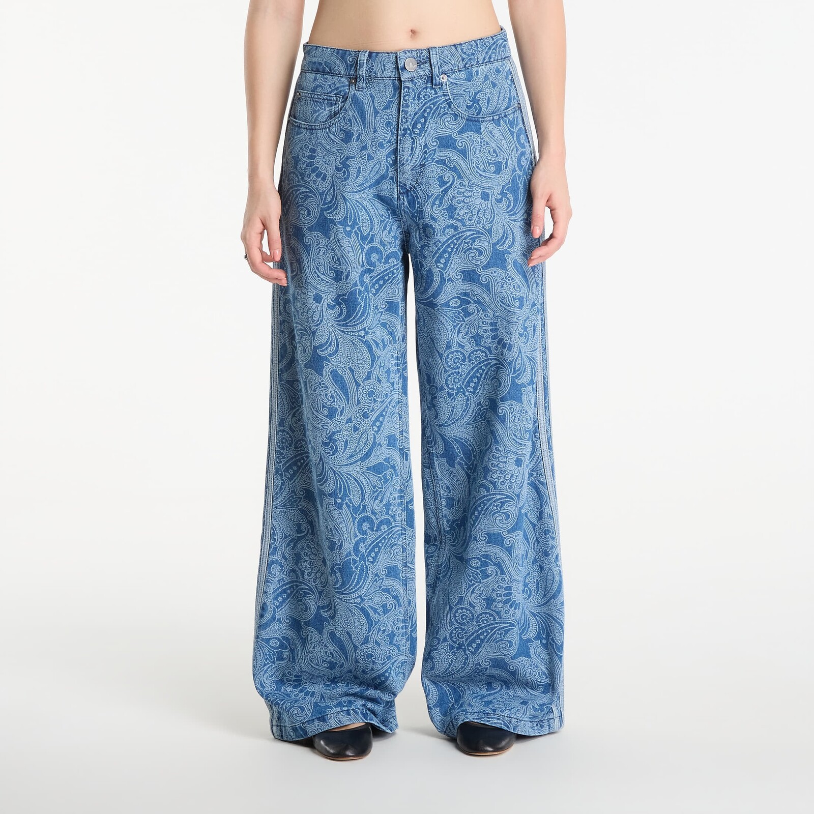 Pants adidas Liberty London Firebird Mid Rise Straight Denim Pant Medium Vintage Denim/ Light Denim 27/32
