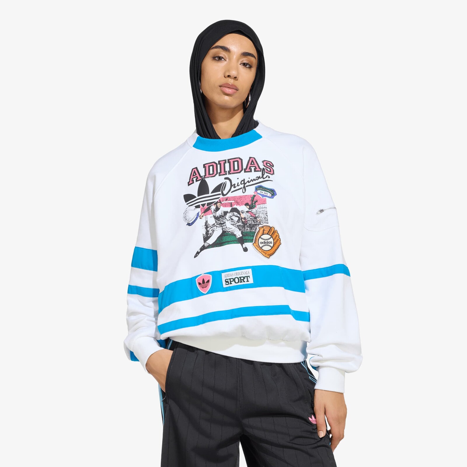 Sweatshirt adidas Archive Sweater Baseball White/ Bright Blue S
