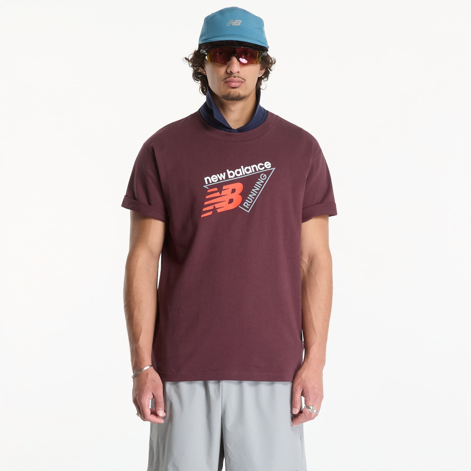 T-shirt New Balance Classic Tri-Logo T-shirt Cherry Leather M