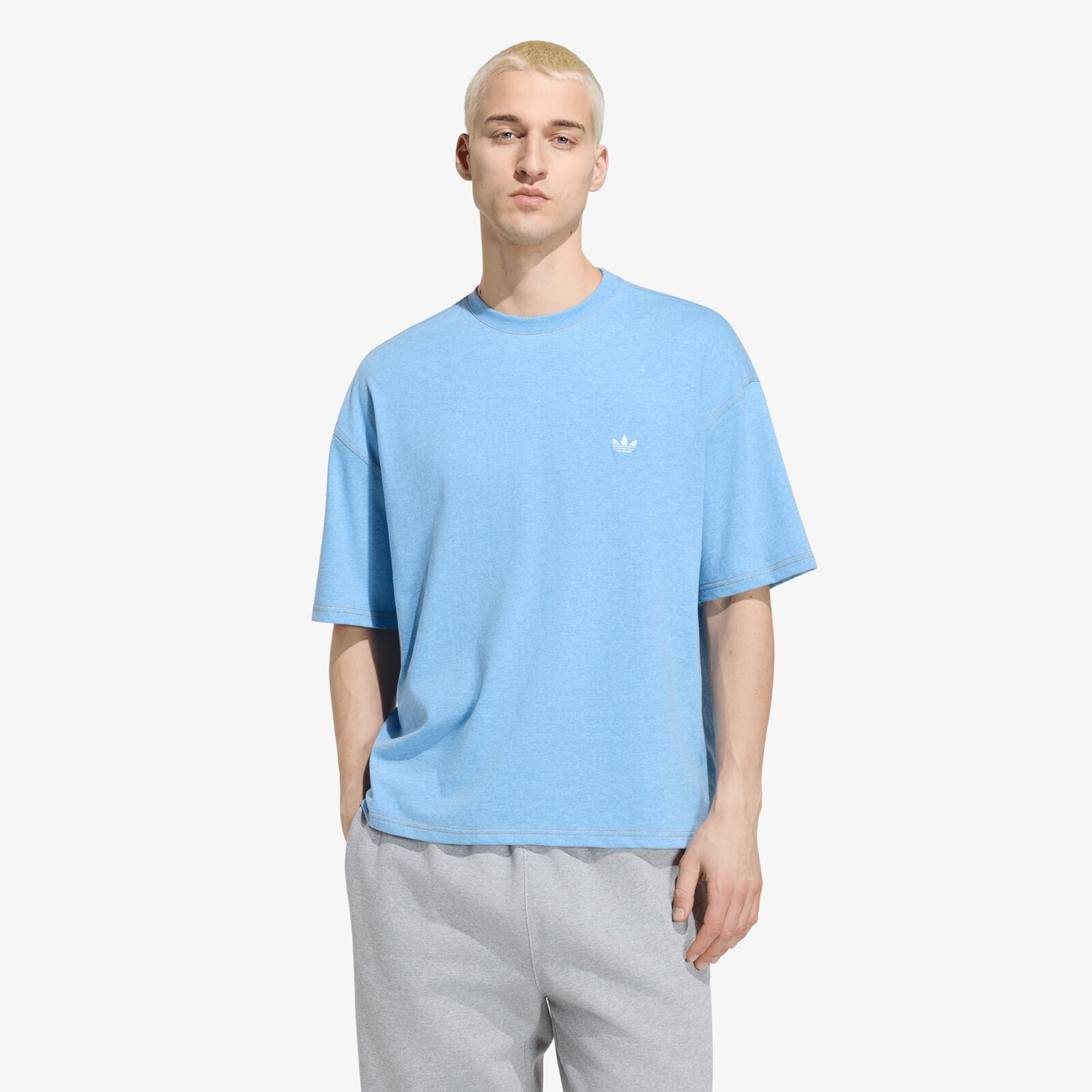 T-shirt adidas Trefoil Essentials Melange Loose Cropped TEE Light Blue Mel XXL