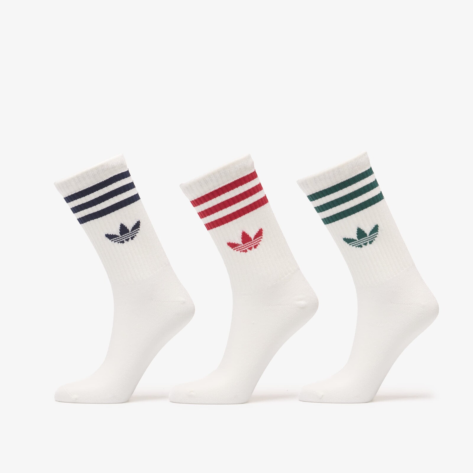 adidas 3 Stripes Crew Socks 3 Pairs Night Indigo/ Team Victory Red/ Collegiate Green S