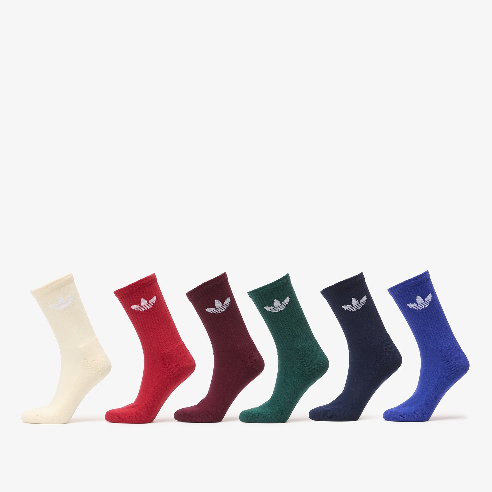 adidas Trefoil Crew Sock Cushion 6-Pack Night Indigo/ Collegiate Green/ Maroon S