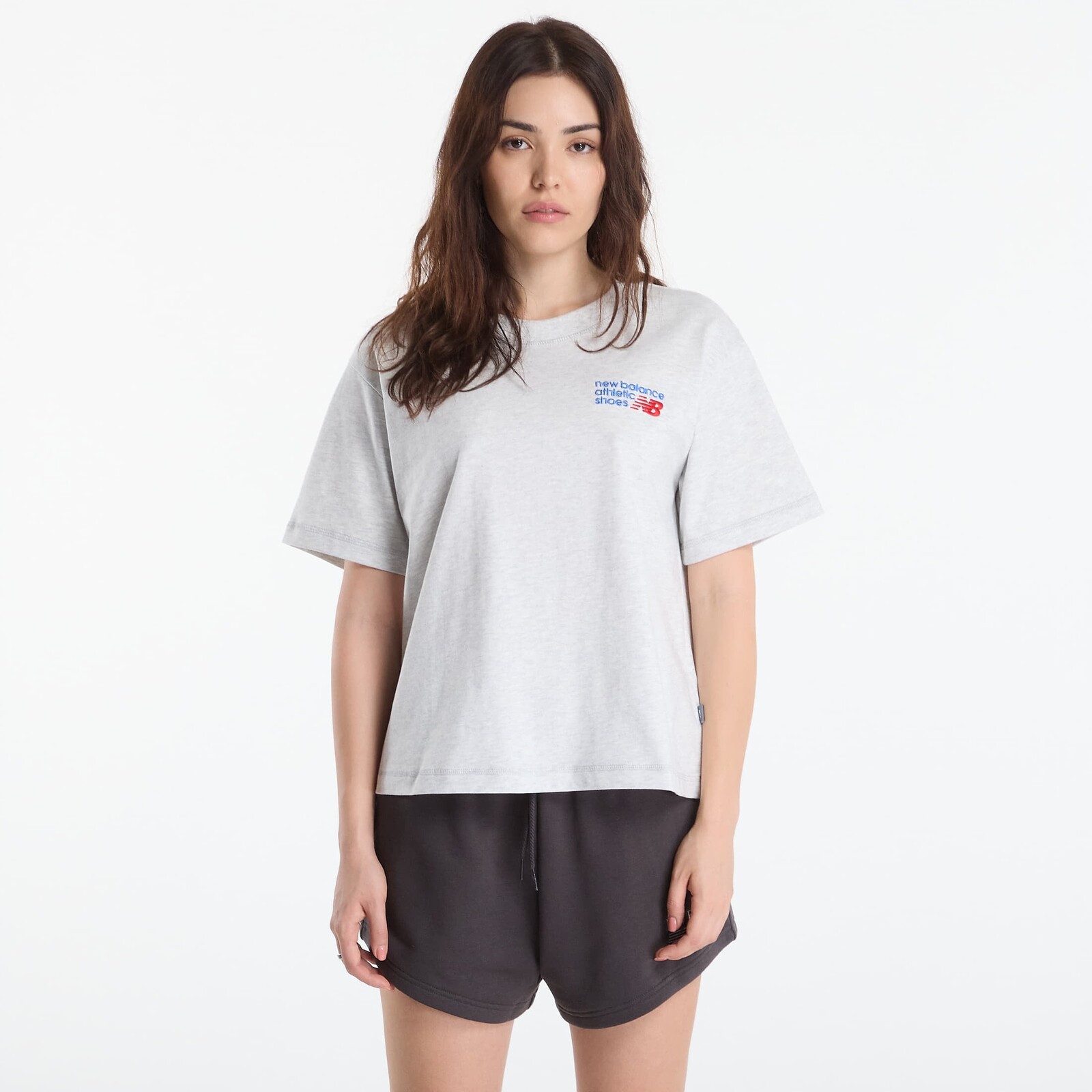 T-shirt New Balance Athletics Premium Logo Hip Length Relaxed T-Shirt Ash Heather Multi S