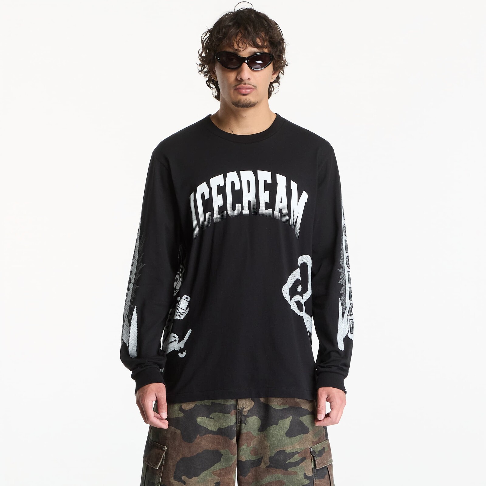 T-shirt Billionaire Boys Club Icecream Halftone Multi Logo Ls T-Shirt Black XL