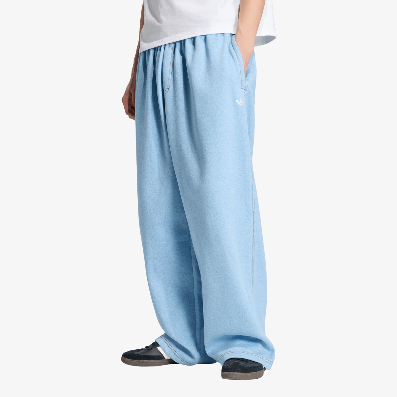 Pants adidas Trefoil Essentials Melange Baggy Open Hem Pants Light Blue Mel XXL