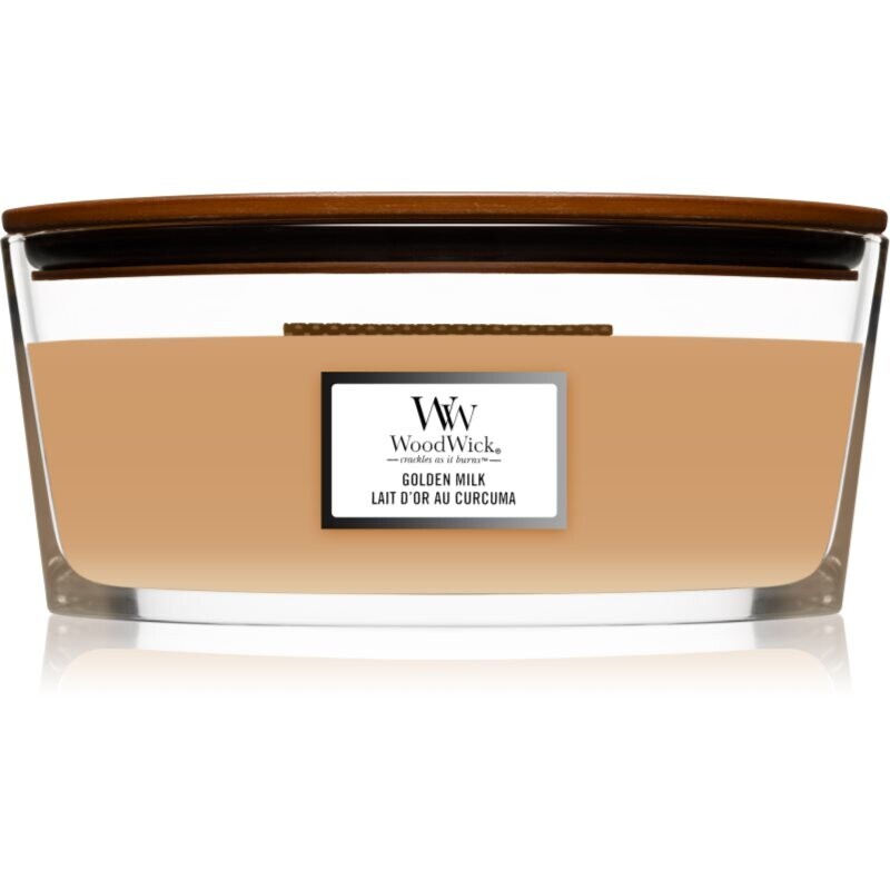 Woodwick Golden Milk scented candle with wooden wick (hearthwick) 453.6 g