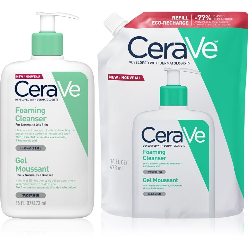 CeraVe Cleansers Foaming Cleanser set for normal to oily skin