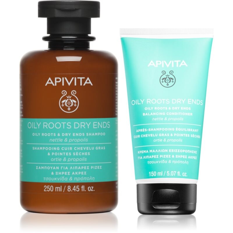 Apivita Oily Roots & Dry Ends set for oily scalp and dry ends