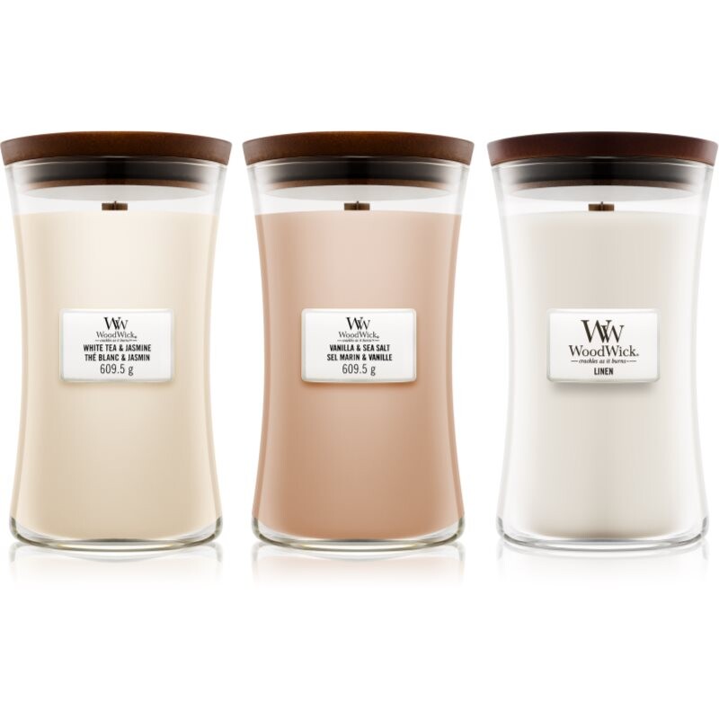 Woodwick Linen, Tea & Sea Salt set set