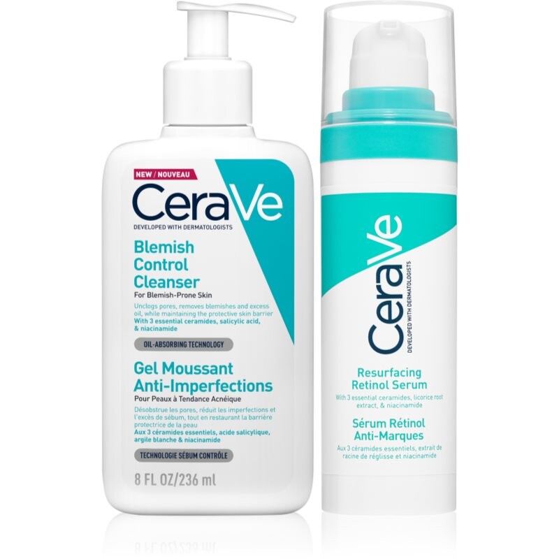 CeraVe Control Cleanser & Retinol Serum Duo set against imperfections in acne-prone skin