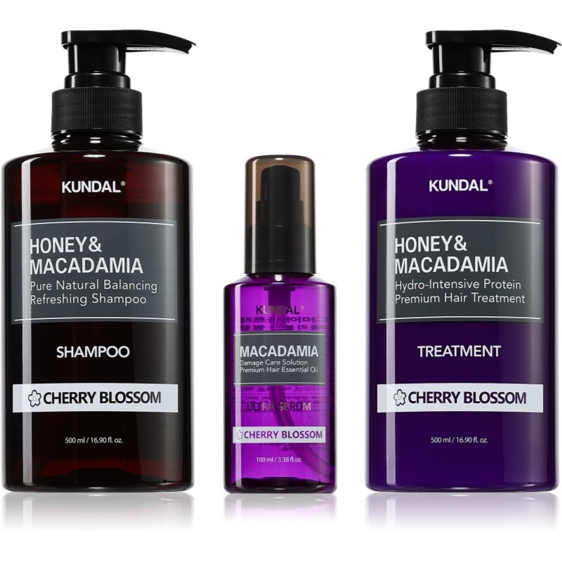 KUNDAL Honey & Macadamia Cherry Blossom set for dry and damaged hair