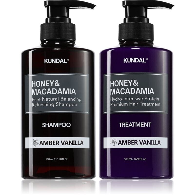 KUNDAL Honey & Macadamia Amber Vanilla set for dry and damaged hair