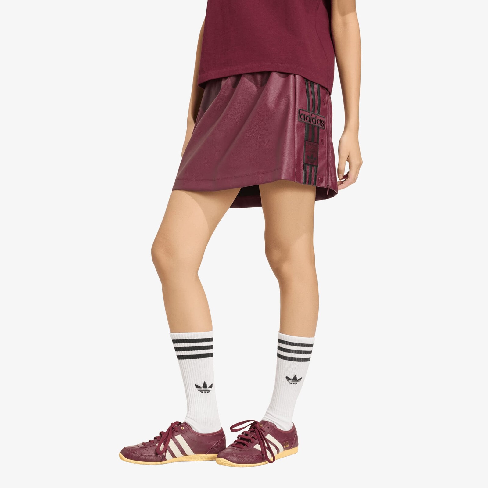 adidas Pleather Adibreak Skirt Maroon/ Black XS