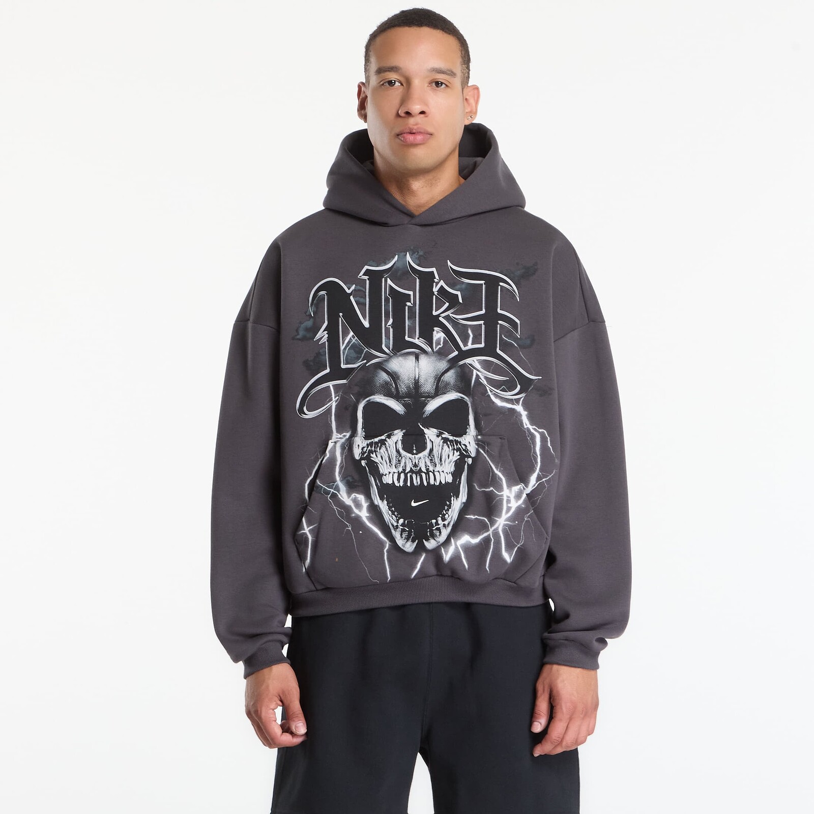 Sweatshirt Nike Standard Issue Men's Brushed Pullover Basketball Hoodie Anthracite/ White/ Pale Ivory M