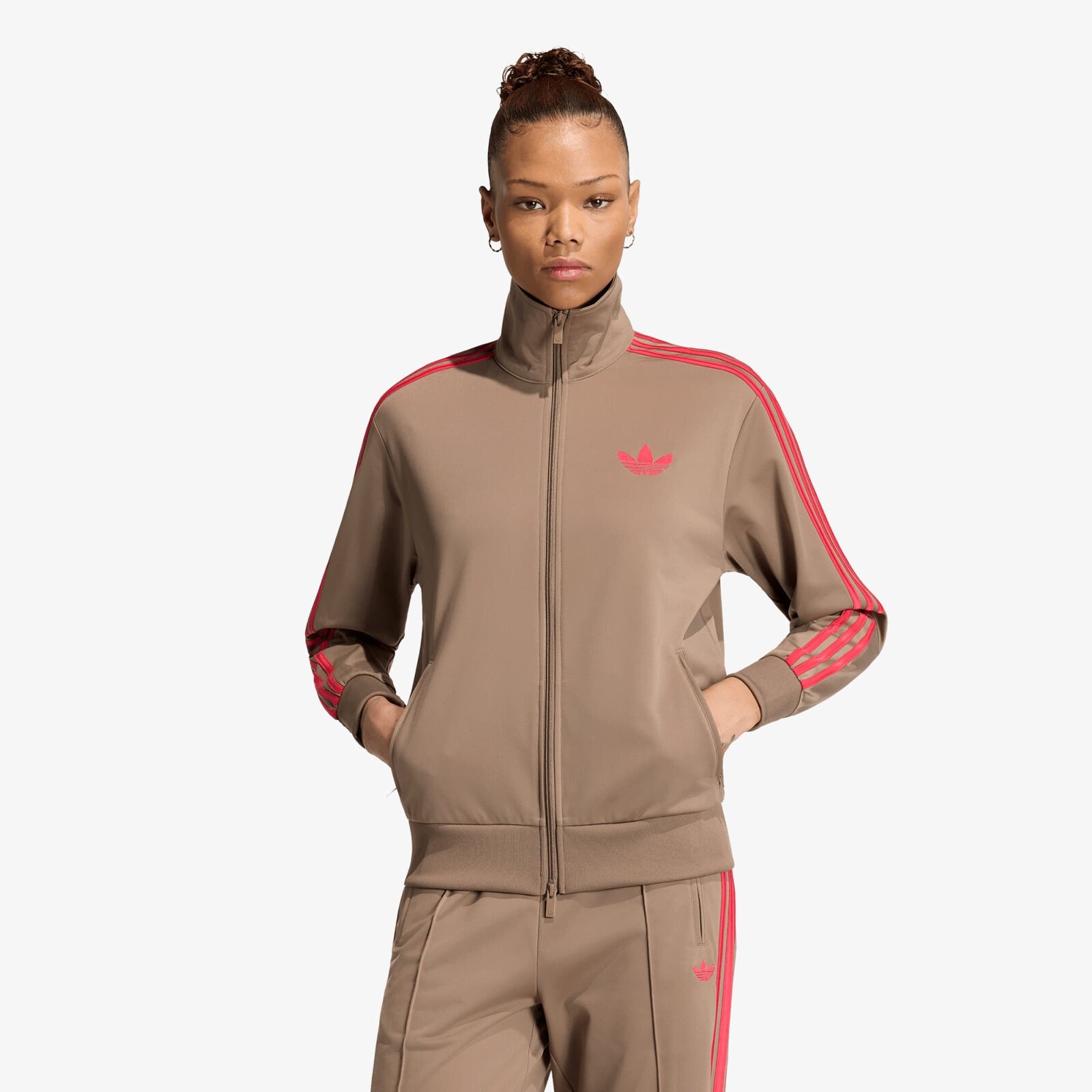 Sweatshirt adidas Firebird Track Top Loose Khaki Six/ Power Pink XL