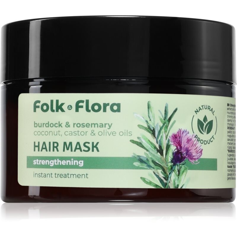 Folk & Flora Burdock & Rosemary deep strengthening hair mask 200 ml