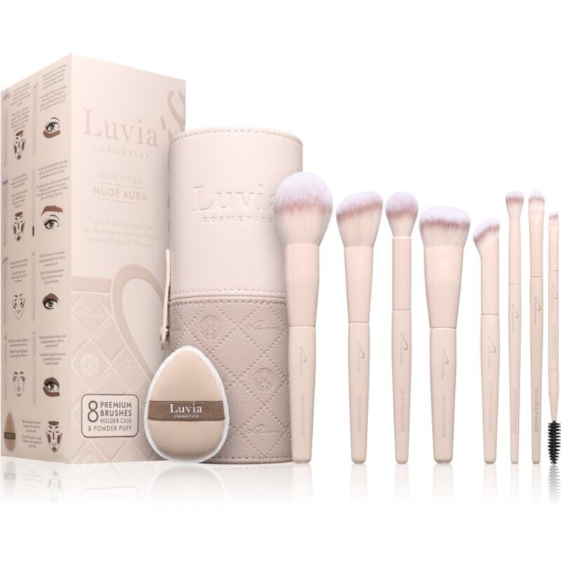 Luvia Cosmetics Nude Aura makeup brush set with a pouch 11 pc