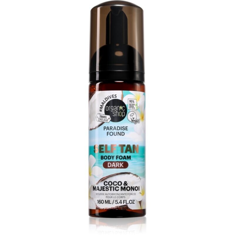 Organic Shop Paradise Found Coco & Majestic Monoi body mousse with self-tanning effect shade Dark 160 ml