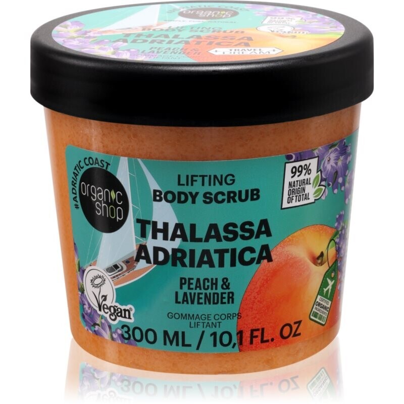 Organic Shop Body Scrub Thalassa Adriatica body scrub with lifting effect fragrance Peach & Lavender 300 ml