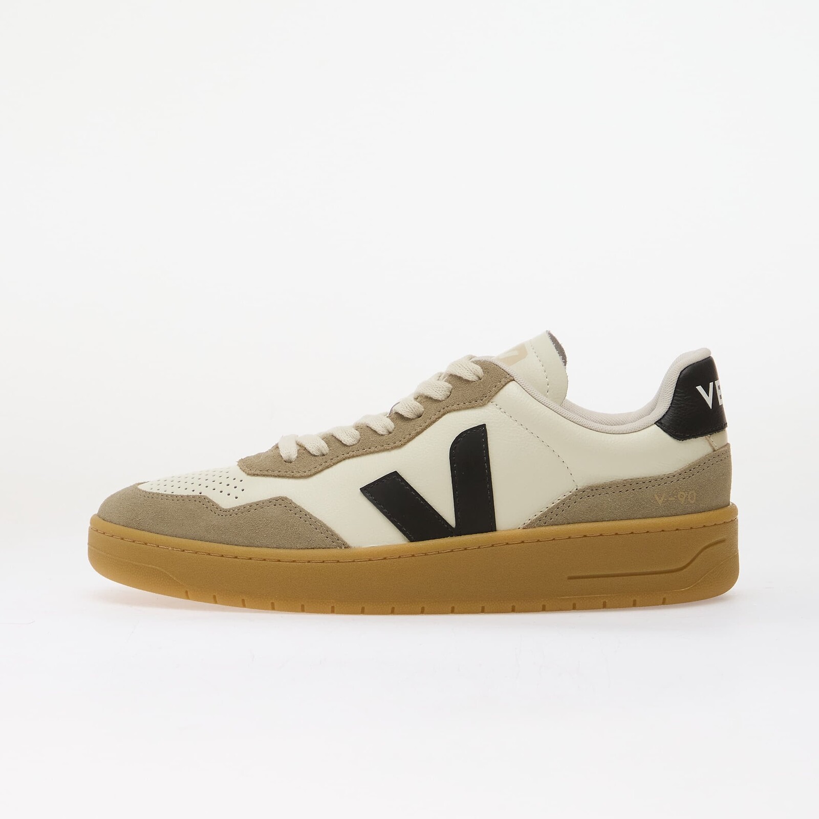 Sneakers Veja V-90 O.T. Leather Pure/ Black/ Natural UK 9