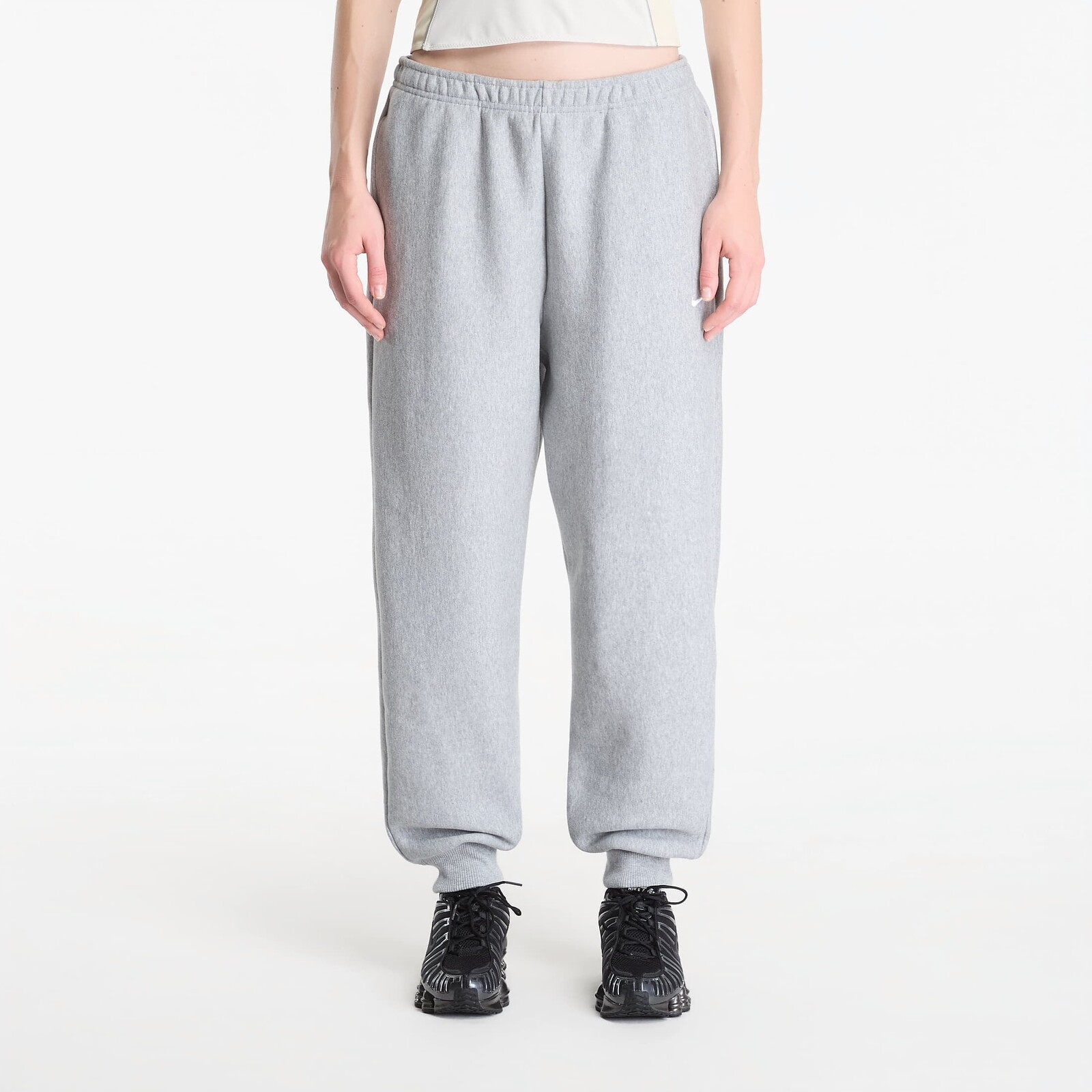 Pants Nike Studio Fleece Heavyweight Women's Oversized High-Rise Joggers Dk Grey Heather/ Sail S