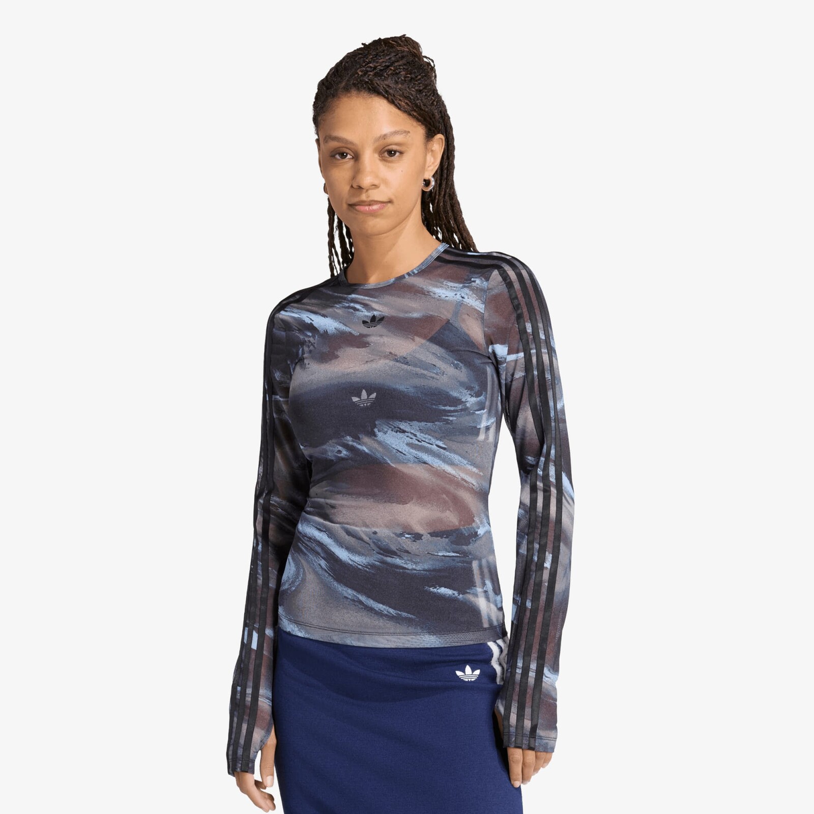 T-shirt adidas Badigirl Graphic Mesh Tee Olive Strata/ Aurora Coffee/ Crystal Sky/ Black S