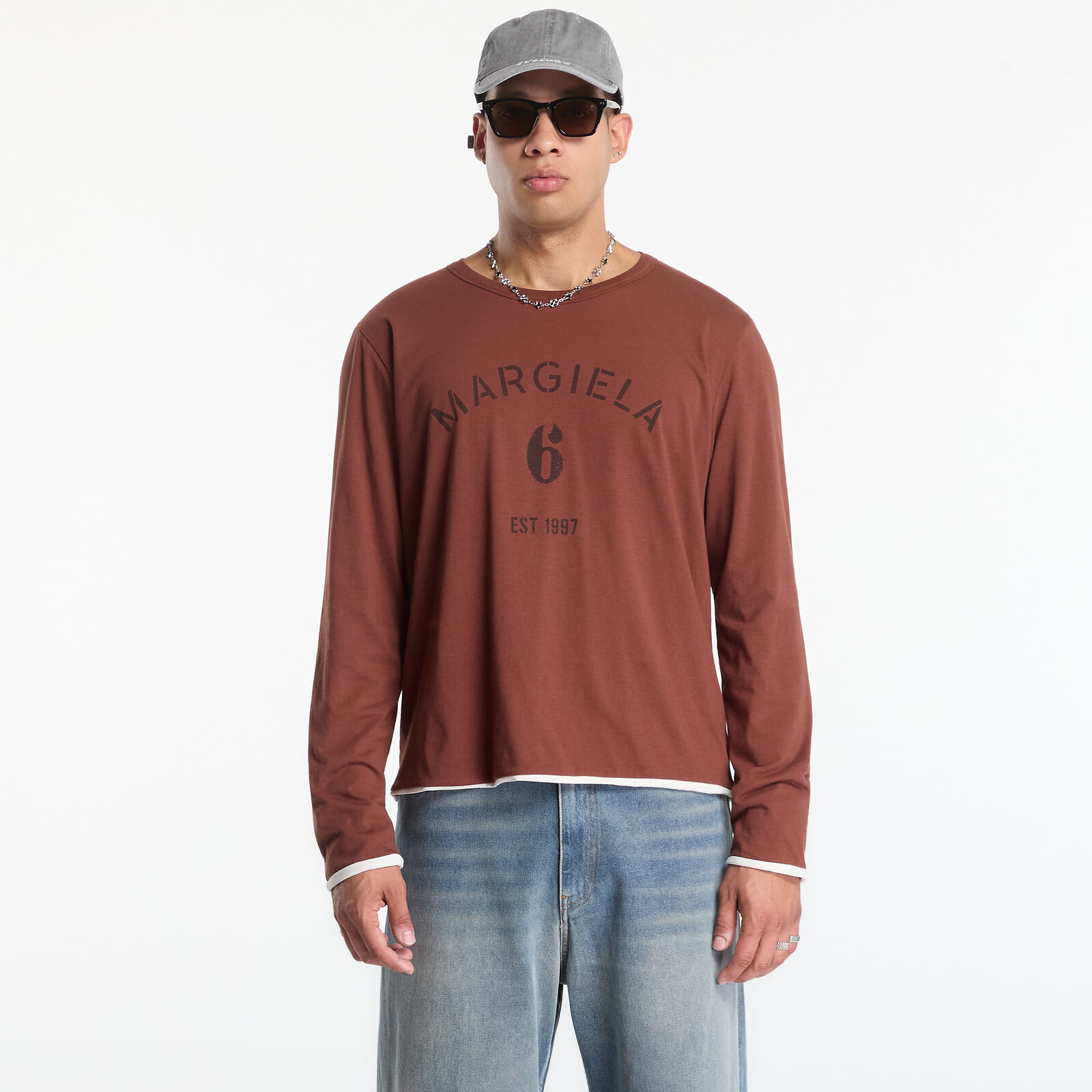 T-shirt MM6 Long-Sleeved Top Medium Brown L