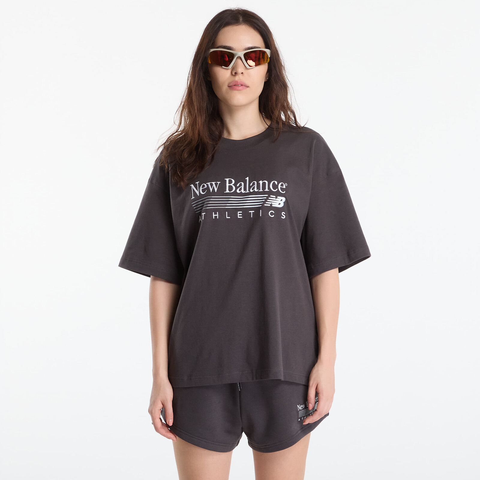 T-shirt New Balance Trackside Oversized T-Shirt Black Cement S