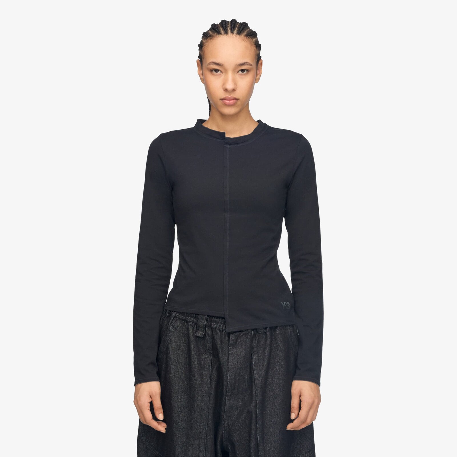 T-shirt Y-3 Fitted Long Sleeve Tee Black L